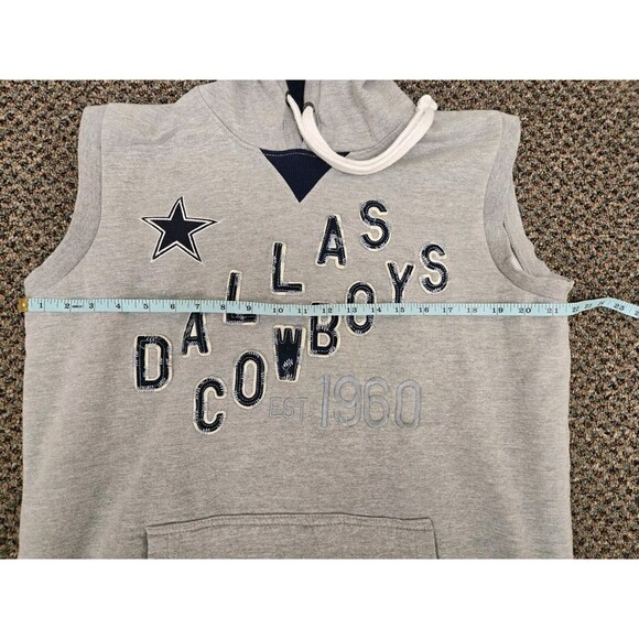Dallas Cowboys NFL Team Apparel Hoodie Sleeveless Sweatshirt Gray (Men's Large) - Picture 3 of 7